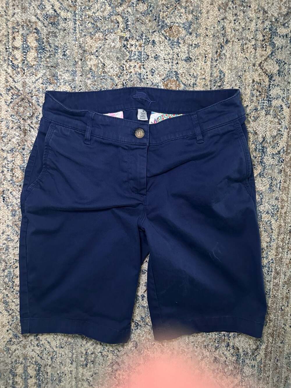 Tommy Bahama Navy Blue Chino Bermuda Shorts Size 4